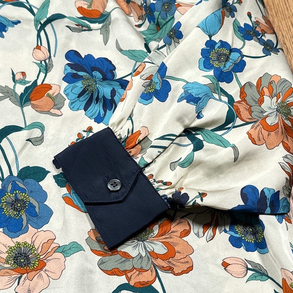 Smythe Poet Blouse Botanical Floral Print Satin Blouse L/S Shirt Womens Medium - Picture 4 of 10